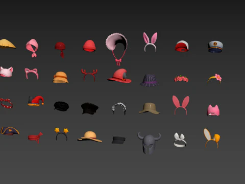Pack003 Cartoon Hat Pack1 3D Model