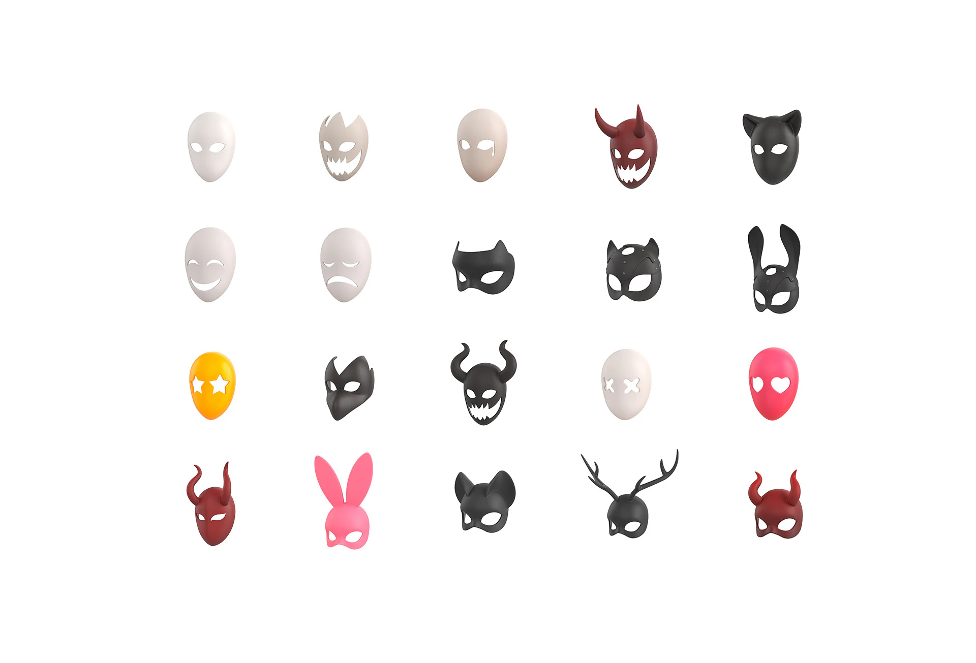 Pack004 Mask Pack 1 3D Model .c4d .max .obj .3ds .fbx .stl .blend