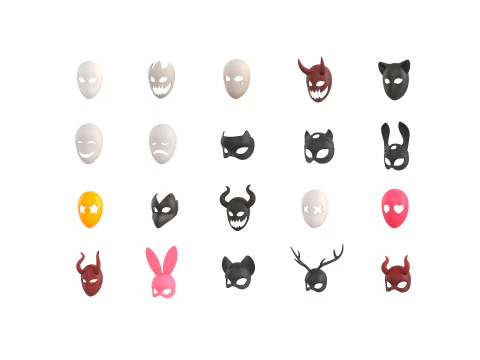 Pack004 Набор масок 1 3D Модель