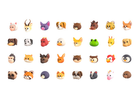 Pack005 Animal Head Pack 2 3Dモデル