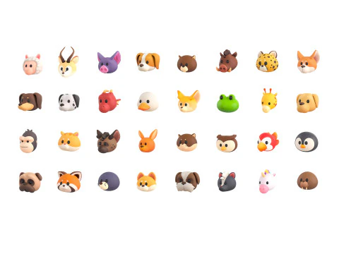 Pack005 Tierkopf-Paket 2 3D Modell