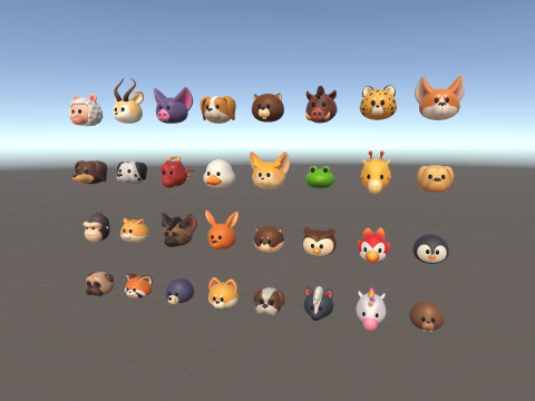Pack005 Animal Head Pack 2 Model 3D