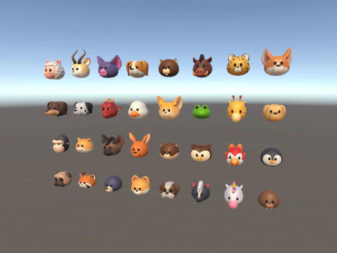 Pack005 Animal Head Pack 2 3D Model
