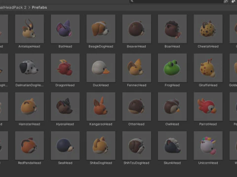 Pack005 Animal Head Pack 2 3D Model