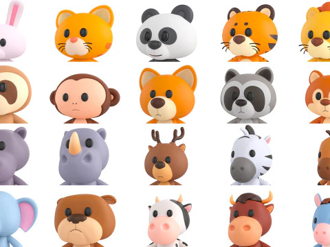 Pack008 Cartoon Animal Pack 1 3D Model