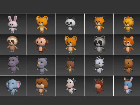 Pack008 Cartoon Animal Pack 1 3D Model