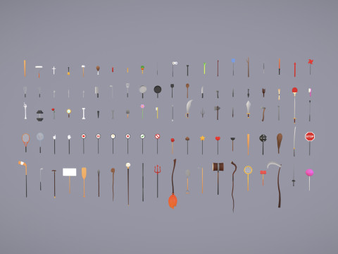 Pack009 Melee Weapons And Tools Pack 1 3D Model