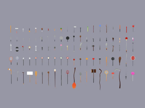Pack009 Melee Weapons And Tools Pack 1 3D Model
