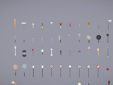 Pack009 Melee Weapons And Tools Pack 1 3D Model