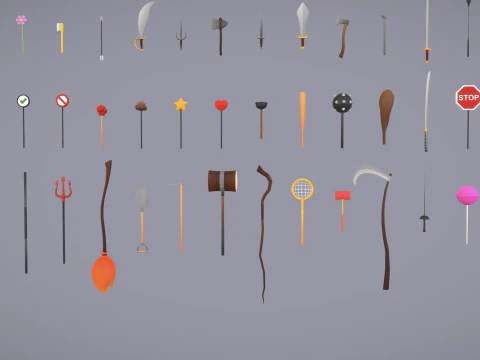Pack009 Melee Weapons And Tools Pack 1 3D Model