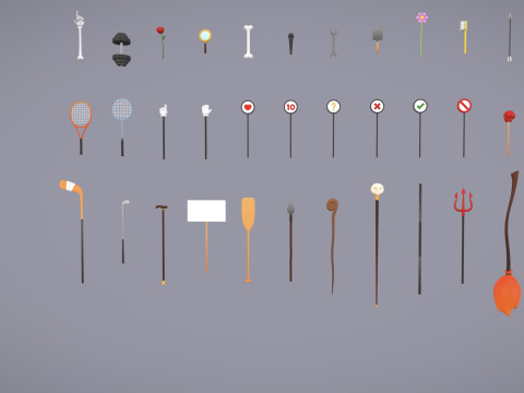 Pack009 Melee Weapons And Tools Pack 1 Model 3D