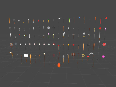 Pack009 Melee Weapons And Tools Pack 1 3D Model
