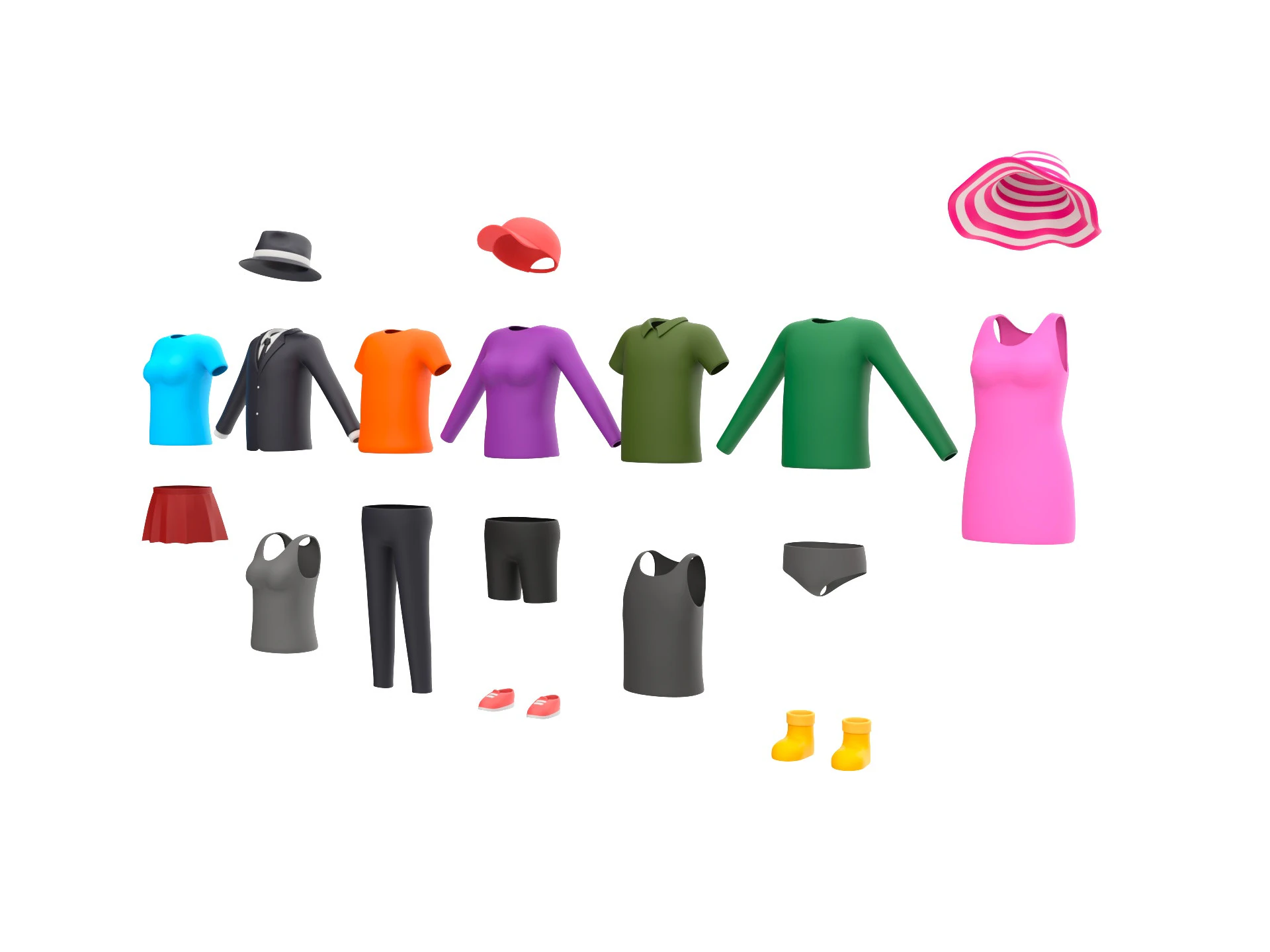 Pack010 Simple Clothing 3D Model .c4d .max .obj .3ds .fbx .stl .blend 