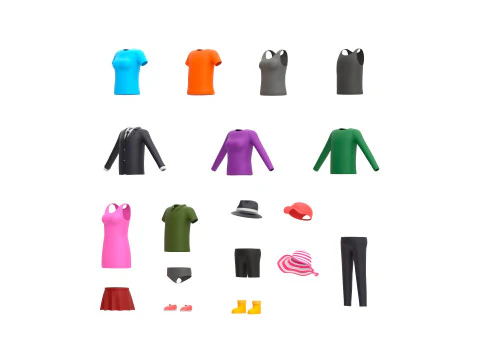 Pack010 Simple Clothing 3D Model