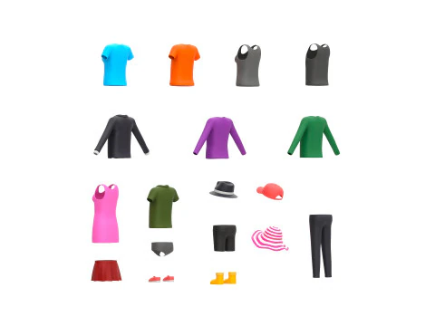 Pack010 Simple Clothing 3D Model