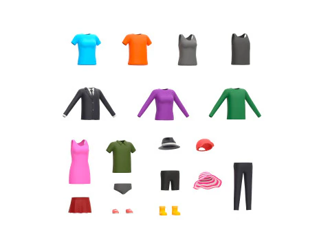 Pack010 Simple Clothing 3D Model