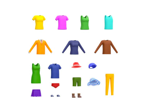 Pack010 Simple Clothing 3D Model