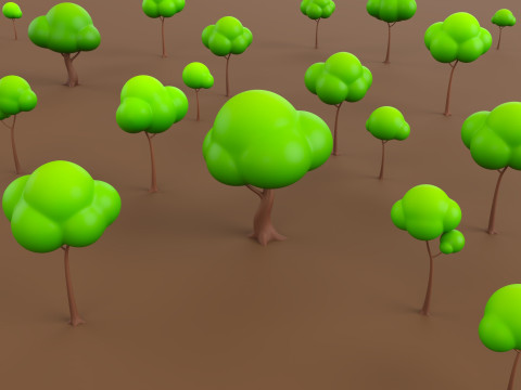 Pack013 Cartoon Tree 3D 模型