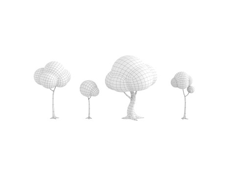 Pack013 Cartoon Tree 3D 模型