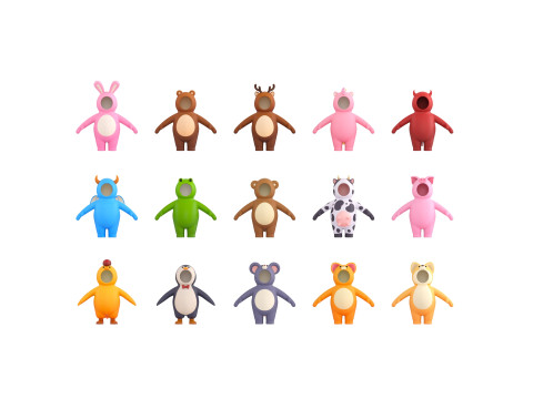 Pack015 Cartoon Suit 3D Model