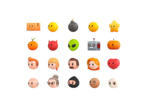 Pack016 Cartoon Head Pack 3D Model