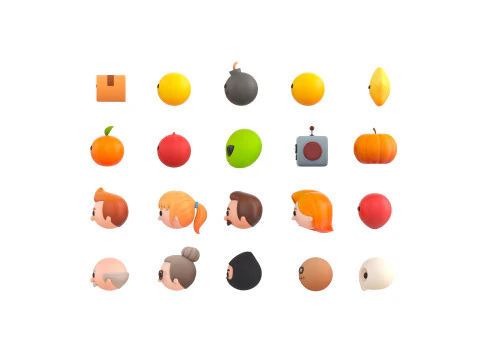 Pack016 Cartoon Head Pack 3D Model