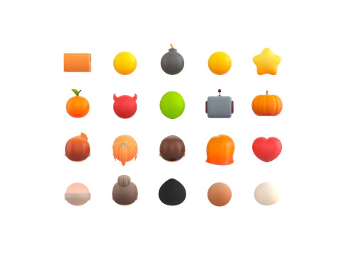 Pack016 Cartoon Head Pack 3D Model