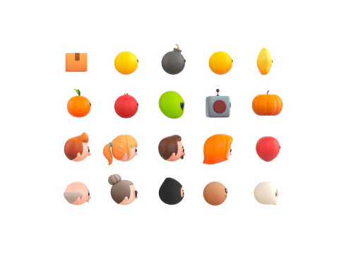 Pack016 Cartoon Head Pack 3D Model