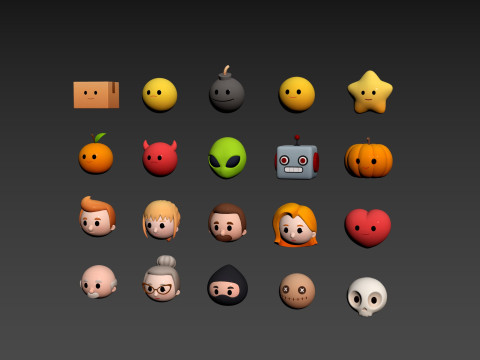 Pack016 Cartoon Head Pack Modelo 3D