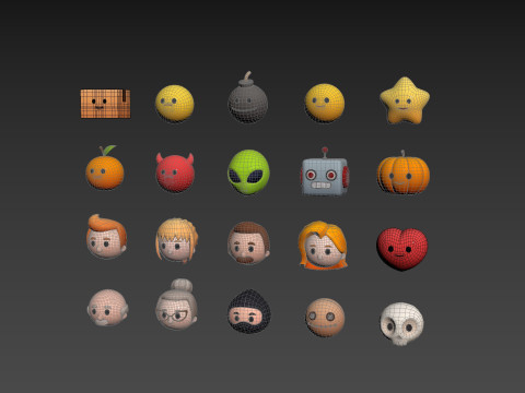 Pack016 Cartoon Head Pack Modelo 3D