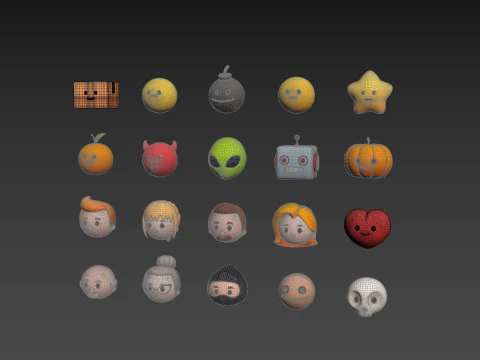 Pack016 Cartoon Head Pack 3D Model