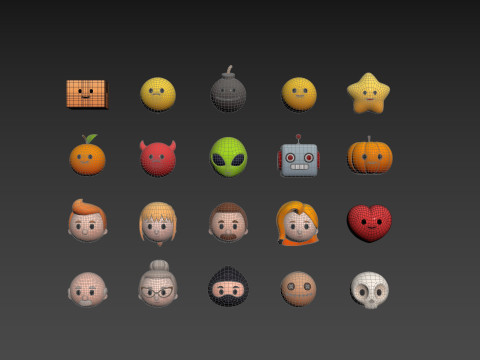 Pack016 Cartoon Head Pack Modelo 3D