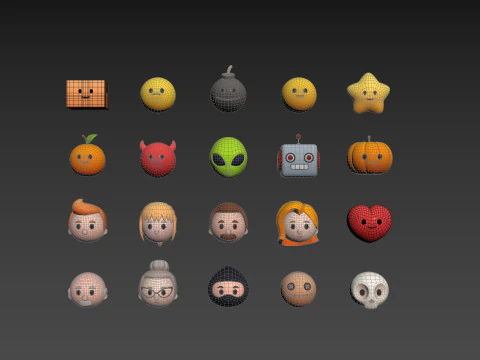 Pack016 Cartoon Head Pack 3D Model