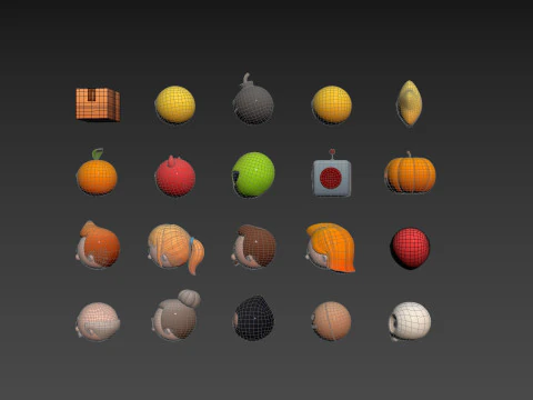 Pack016 Cartoon Head Pack 3D Model