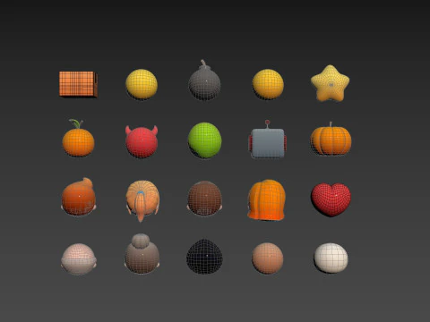 Pack016 Cartoon Head Pack 3D Model