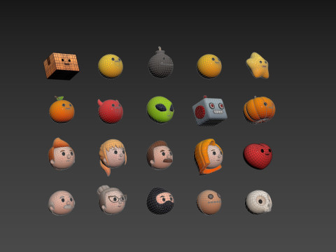 Pack016 Cartoon Head Pack Modelo 3D