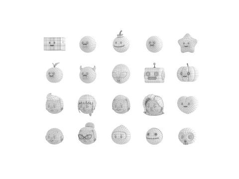 Pack016 Cartoon Head Pack 3D Model