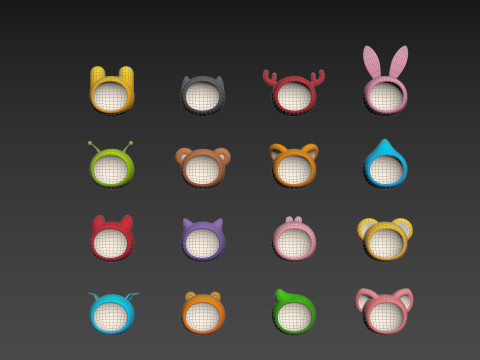 Pack017 Cartoon Hat Pack 3D Model