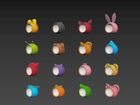 Pack017 Cartoon Hat Pack 3D Model