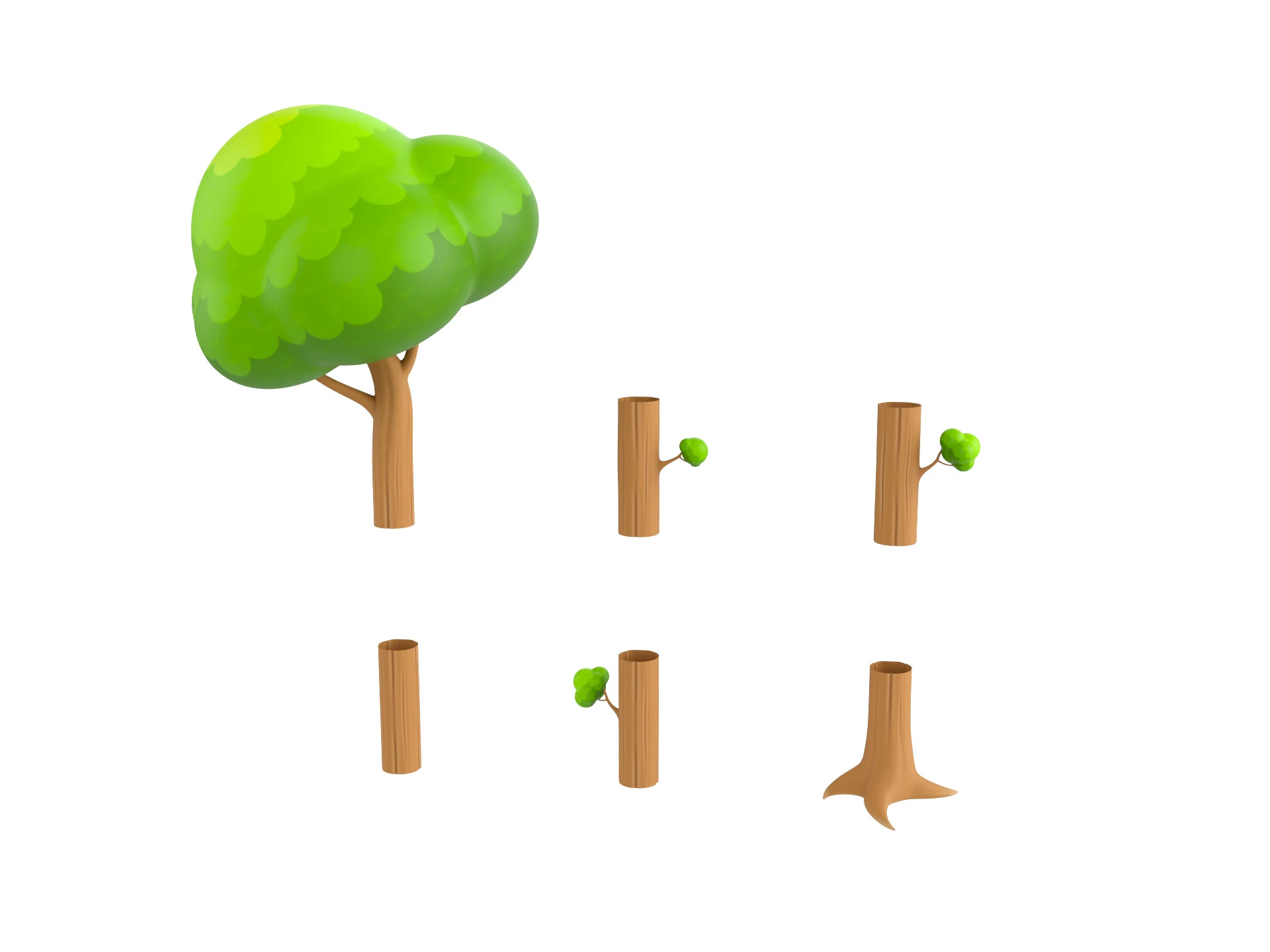 Prop302 Modular Tree 3D Model .c4d .max .obj .3ds .fbx .stl .blend