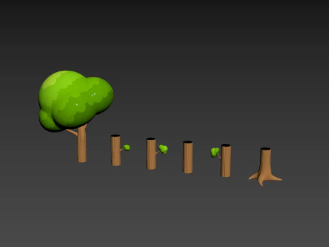 Prop302 Modular Tree 3D Model