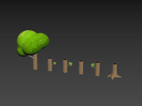 Prop302 Modular Tree 3D Model