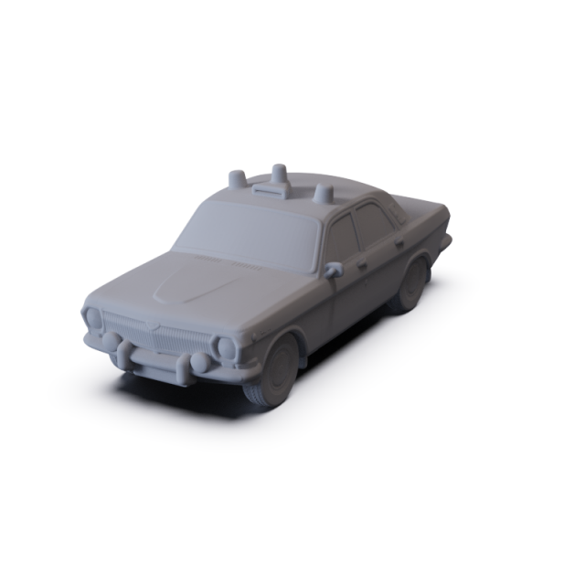 GAZ 24 Volga Militia 1967 PRE-SUPPORTED Modello 3D .c4d .max .obj .3ds .fbx .stl .blend 