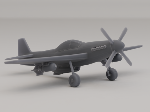 P-51 Mustang jachtbommenwerper Verenigde Staten WO II 1941 3D printmodel