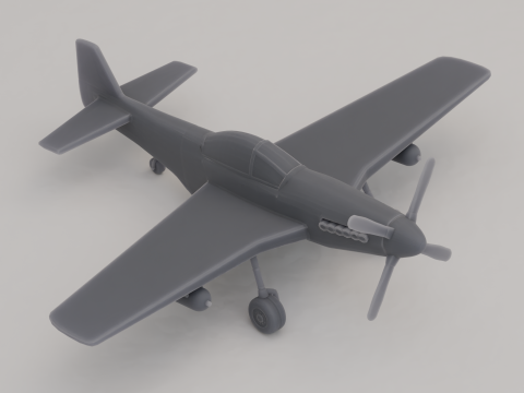 P-51 머스탱 전투기 폭격기 미국 제2차 세계 대전 1941 3D 프린트 모델