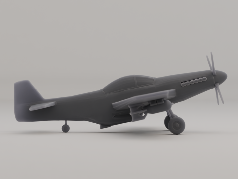 P-51 머스탱 전투기 폭격기 미국 제2차 세계 대전 1941 3D 프린트 모델