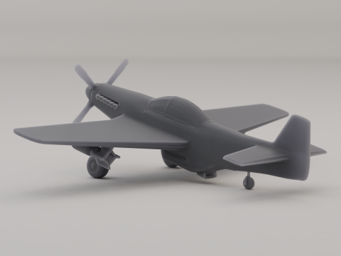 P-51 머스탱 전투기 폭격기 미국 제2차 세계 대전 1941 3D 프린트 모델