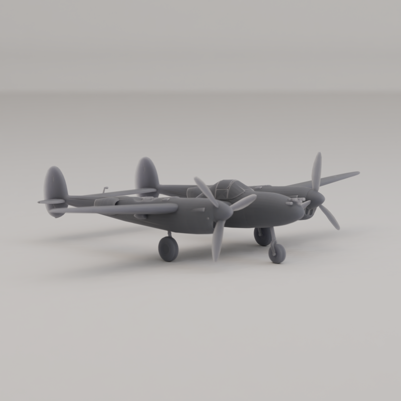 P-38 ライトニング 戦闘爆撃機 米国 第二次世界大戦 1942 3Dプリントモデル .c4d .max .obj .3ds .fbx .stl .blend 