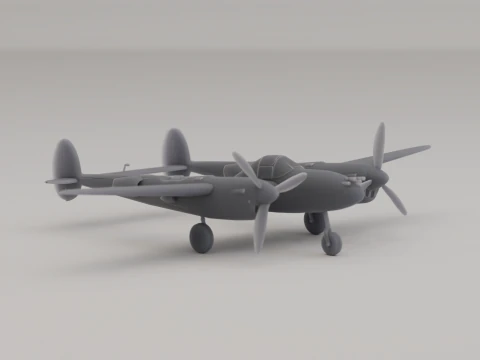 P-38 Lightning Jagdbomber Vereinigte Staaten 2. Weltkrieg 1942 3D Druckmodell