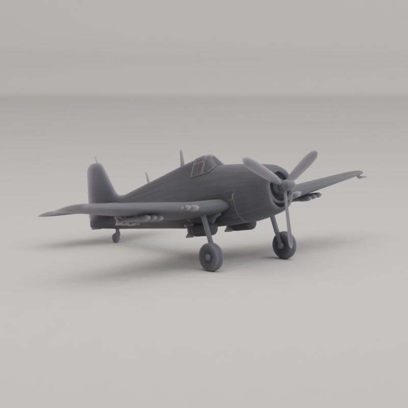 Палубный истребитель F6F-Hellcat США, Вторая мировая война, 1943 г. 3D Принт Модель .c4d .max .obj .3ds .fbx .stl .blend